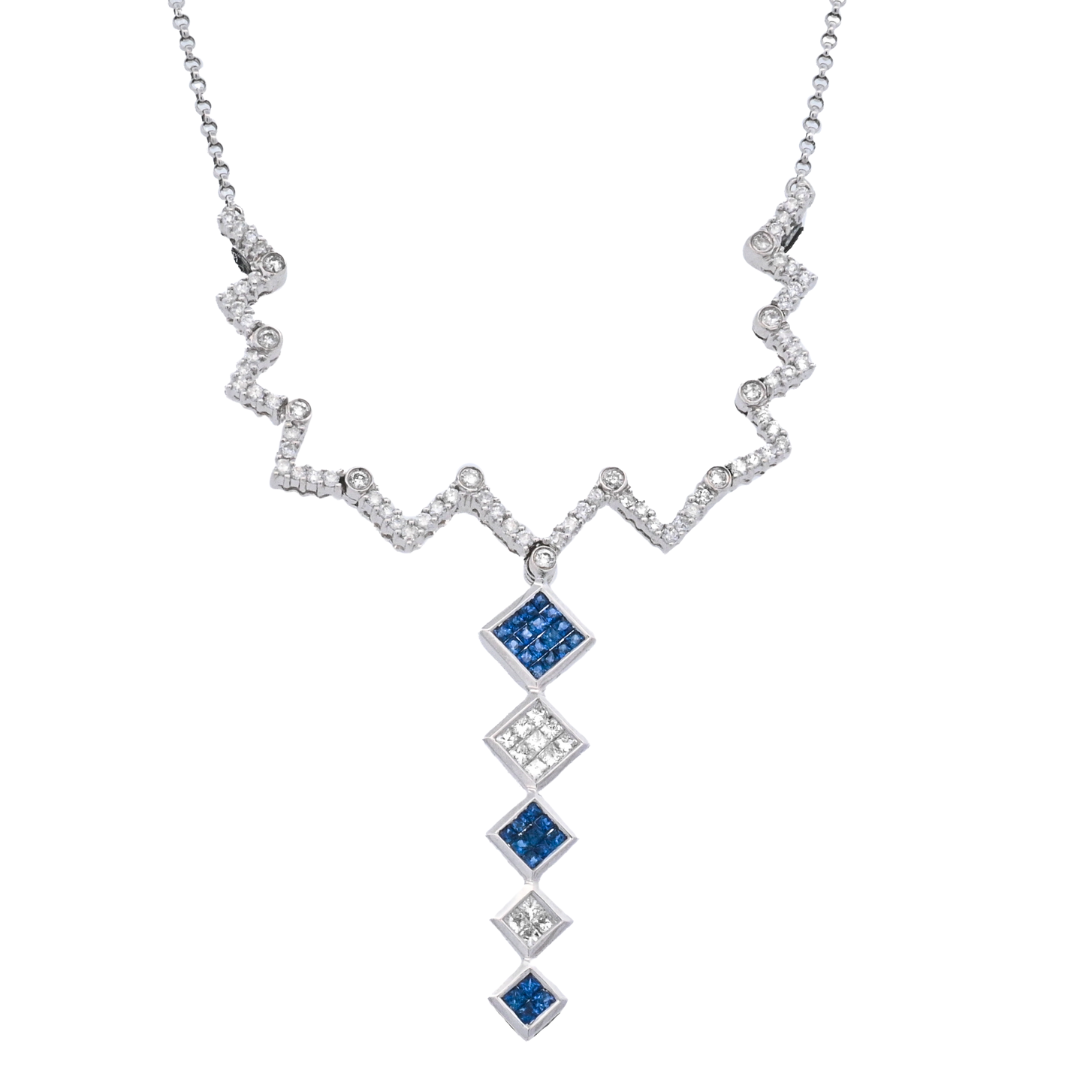 18kw Diamond and Blue Sapphire Necklace | Williams Jewelers - Fine Jewelers  of Denver CO